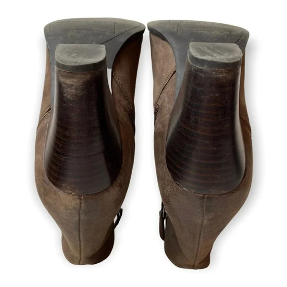 Franco Sarto Brown Leather Side  Zip Ankle Booties - Picture 7 of 10
